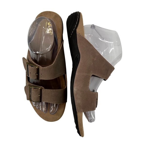 J-41 Adventure On Womens Leather Cushioned Footbed Slide Sandals 10M - Picture 5 of 11